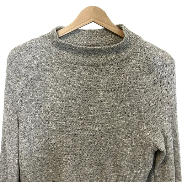 Free People Linen Boho Wrap Crossover Long Sleeve Sweater Top Size S Gray - Picture 6 of 10